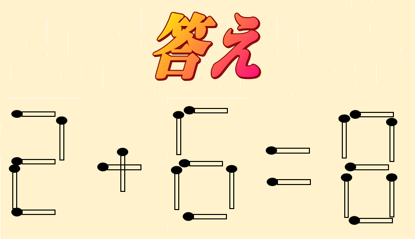 2+8=0 | マッチ棒クイズ
